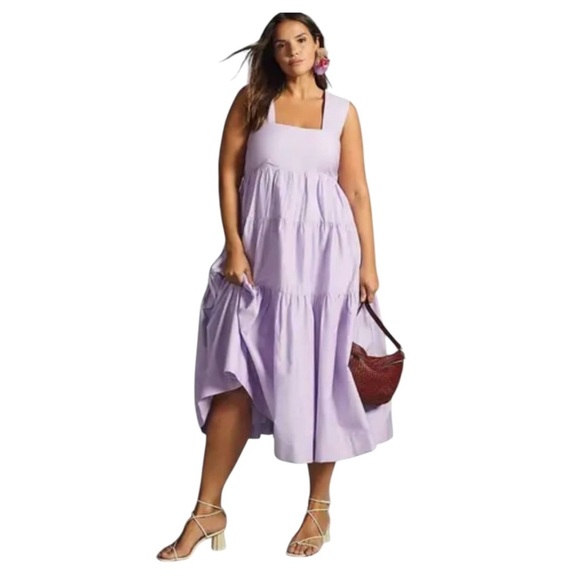Anthropologie Purple Midi Sundress with Square Neck - Picture 1 of 10